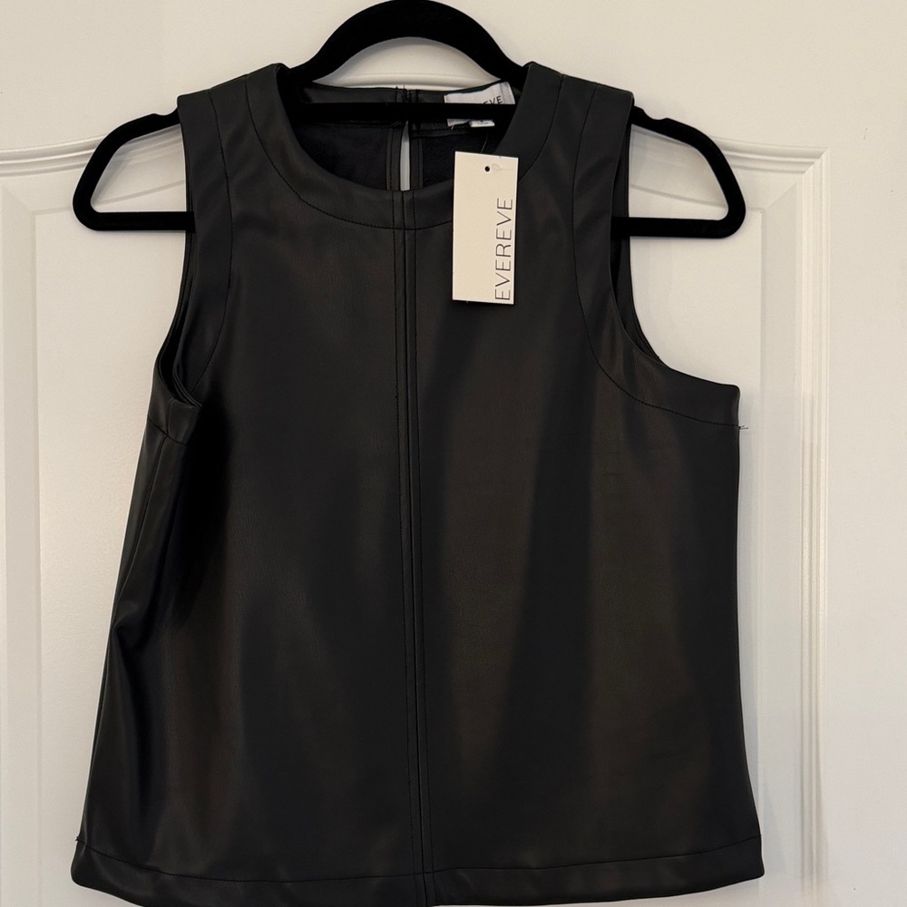 Evereve Black Faux Leather Sleeveless Top